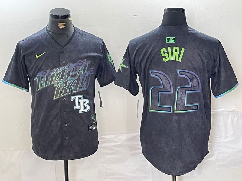 Men Tampa Bay Rays 22 Siri Black City Edition Nike 2024 MLB Jersey style 1